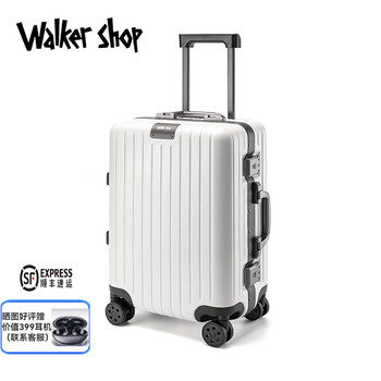 Walker shop light luxury brand luggage women's 2025 new trolley case men's strong and durable large capacity suitcase password box white 20-inch carry-on case