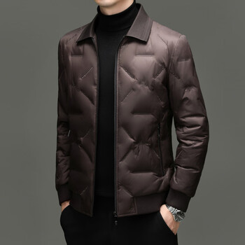 Yaya 90% white duck down men's down jacket jiaxing autumn and winter new knitted collar business casual warm jacket yaya red brown l recommended weight 120-135 jin