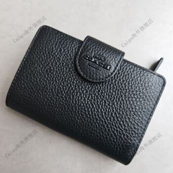 Coach new women's short buckle wallet card holder storage bag cp417 jiblk short black buckle wallet