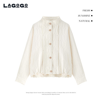 Lagogo embossed versatile jacket for women lagogu 2026 spring new textured off-shoulder top paww531a17 white s
