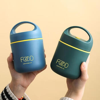 Juk3304 stainless steel insulated soup cup mini small insulated lunch box insulated bucket for office workers recommended for two elegant blue dark green