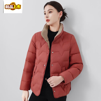 Chujing western style mom winter down jacket short small duck down warm lightweight jacket red l recommended 80-100 catties