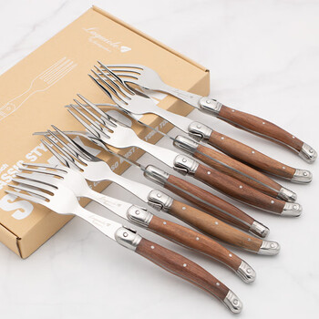 Qiao bo lai wooden handle steak knife and fork plate set high-end western tableware home western knife and fork two-piece set european-style forks 8 forks rosewood
