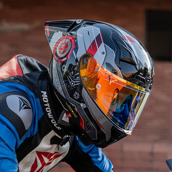 Motowolf motorcycle helmet, all-season full-face helmet, large tail wing, street helmet, motorcycle rider riding equipment, unisex 3c certification, large tail wing - torque, transparent lens, free anti-fog sticker, l, head circumference 56-57cm