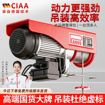 Ciaa germany mini electric hoist winch 220v small crane 300 kg household lifting hoist upgrade remote control + manual 12 meters 400-800 kg