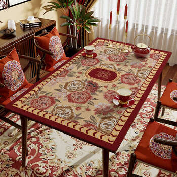 Yusenyi high-end tablecloth red festive table mat waterproof, oil-proof and anti-scalding coffee table mat tablecloth with atmosphere splendid marriage pebbled leather 60x120cm