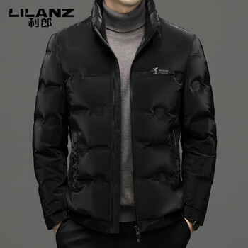 Lilanz men's red down jacket winter high-end brand stand collar white duck down warm and fashionable men's jacket black 2xl suitable for weight 150-170 jin