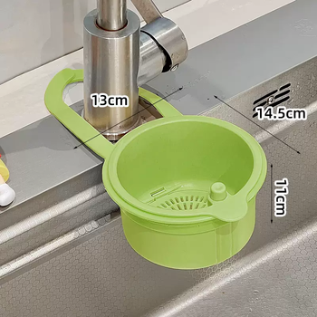 Yusenyi sink drain basket, faucet hanging basket, kitchen pouring leftover tea, non-dirty hand filter, dishwashing sponge storage rack, green