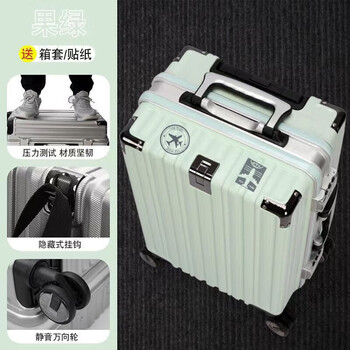 Ye yu luggage large capacity password box for male and female students durable wheel suitcase password aluminum frame trolley case light green aluminum frame/sticker/wheel 22-inch business travel case #30 choice
