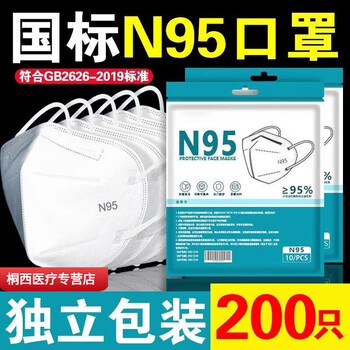 Adult medical n95 protective mask, five-layer breathable, individually packaged, anti-virus, with fused fabric ears, 150 pieces