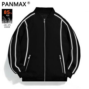 Panmax winter stand collar new 2025 jacket american men's reflective casual thickened warm down jacket men's black s