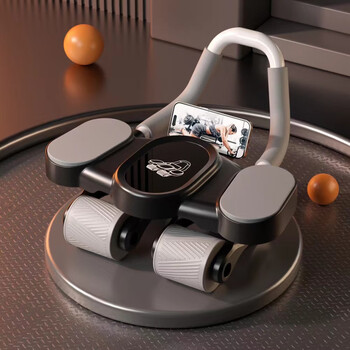 Saiyukang widened four-wheel abdominal fitness wheel, automatic rebound, abdominal curling, slimming belly, abdominal muscle training, home elbow support type sports and fitness cww large elbow support (4-wheel abdominal fitness wheel, black