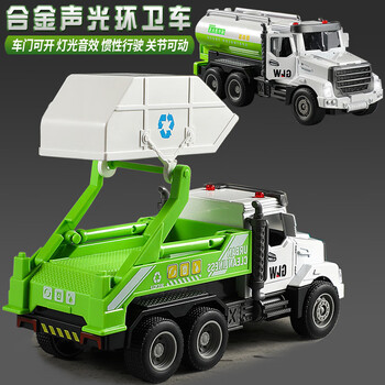 Children's alloy sound and light sanitation truck simulation sprinkler truck garbage transport truck model inertia car boy toy car alloy sound and light transfer truck 720