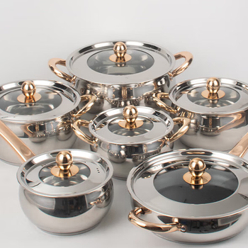 Zhengxi cross-border supply pot set stainless steel gold handle color soup pot 6-piece pots household soup pot combination set 56