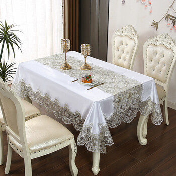 Yusenyi european style light luxury lace tablecloth for home living room coffee table cloth dining table dustproof and antifouling cover cloth wholesale white 150*250