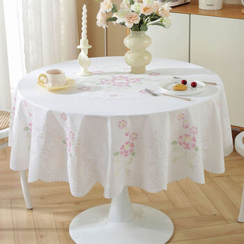 Fantasy round tablecloth disposable round coffee table cloth tablecloth table mat table cloth qc802 white powder tablecloth diameter 150cm suitable for small round tables within 1.1m