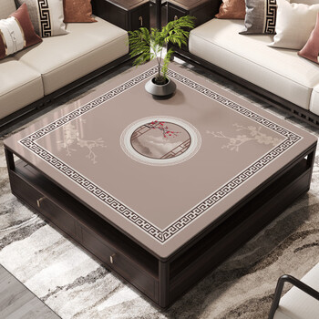 Yong huan square table mat soft glass no-wash waterproof oil-proof anti-scalding table mat square home desktop protection mat shiqi yungu 40x40cm
