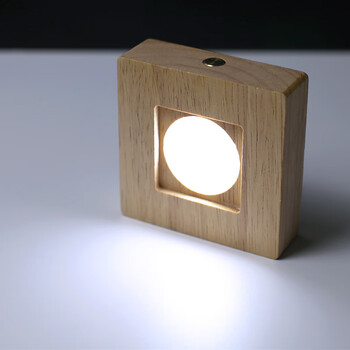 Yaowanxi luminous coaster with carved solid wood luminous base touch wireless charging night light crystal coaster wine bottle bar tuner square 8cm charging with 42mm white light inside