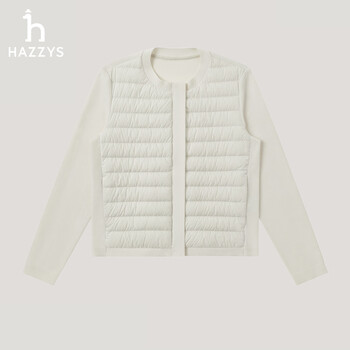 Hazzys women's clothing 2026 spring new year's limited series knitted down jacket women's asfsu0dau42 milky white iv s (155/80a 36)