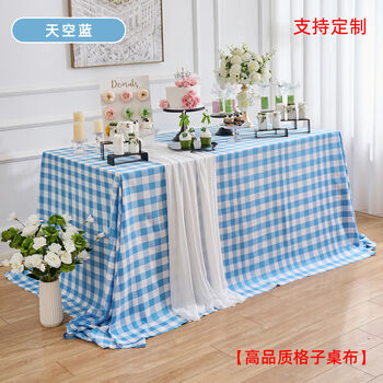 Fantasy plaid tablecloth small square tablecloth style rectangular tablecloth fresh picnic cloth sky blue plaid cloth custom size supports return and exchange