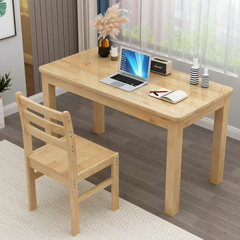 Yusenyi solid wood computer desk home learning children's desktop desk wooden desk student desk desk simple desk modern solid wood color varnish table and chair set error 2 cm 80x50x75cm
