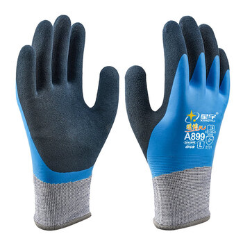 Xingyu labor protection gloves a899 warm beer winter plus velvet thickened wear-resistant warmth full hanging dip rubber leather waterproof and coldproof xingyu a899 warm beer pair thickened l