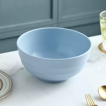 Yusen yike microwaveable 20cm bowl home creative plastic anti-fall cute student large bowl rice bowl adult large wheat blue (1500ml) 2 pieces