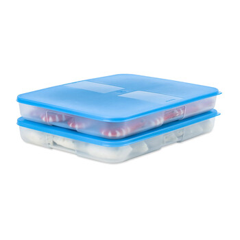 Shijanu dumpling box 1.3l liter dumpling box glutinous rice ball box refrigerator rectangular frozen crisper sealed storage storage box two-piece set_light blue lid