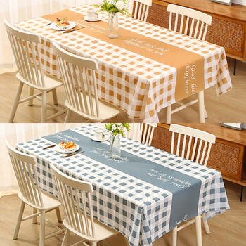 Fantasy style tablecloth, no-wash durable tablecloth, coffee table and table mat, office warm tablecloth, english coffee, white weave, blue and white weave, value-for-money 2-pack 137x137cm (square table)