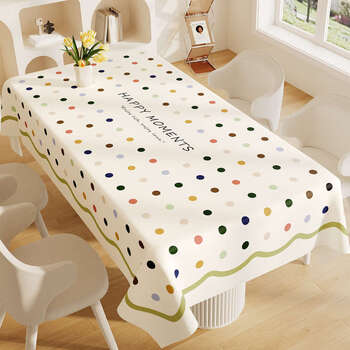 Yusenyi tablecloth waterproof and oil-proof no-wash anti-scalding tablecloth atmosphere home coffee table tablecloth sweet polka dot 140x140cm