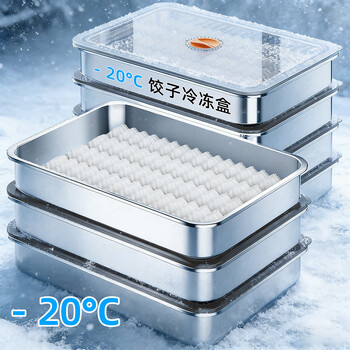 Home katei story japanese dumpling storage box food-grade 304 stainless steel crisper box for refrigerator special tray for cold and quick-frozen dumplings