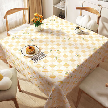Fantasy square tablecloth, no-wash, oil-proof, waterproof, anti-scalding square table tablecloth, high-end eight immortals table coffee table tablecloth, orange flying flower 110x110cm