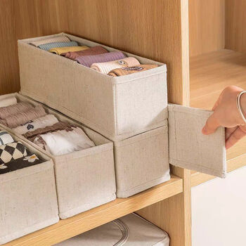 Cat oxford cloth storage box, extra large storage steel frame box for packing clothes, quilt bags, folding fabric storage box, single sock storage box, washable and foldable, small size, length 33, width, 9, height, 9cm, reinforced, stiff and not soft.