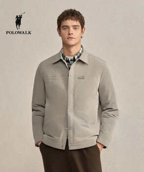 Polowalk men's short down jacket 2025 winter new goose down lapel lightweight down jacket limestone filling capacity about 60~79g l 175/l