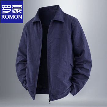 Romon lapel jacket men's three-proof top spring and autumn 2025 new windproof loose solid color casual business executive jacket yzd-2502 navy blue m