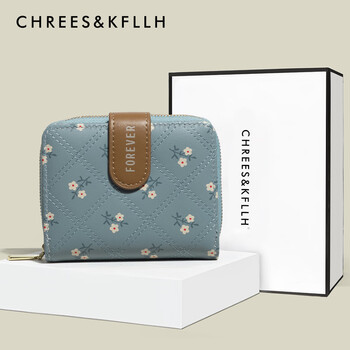 Other/other birthday gifts floral coin purse for women large capacity student card holder all in one multifunctional wallet blue + counter custom gift box