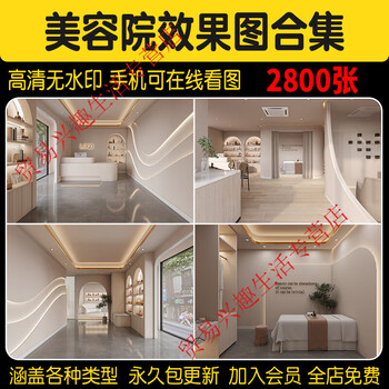 Beauty salon renderings skin management center spa club shop decoration design internet celebrity cream style gallery collection customized u disk/hard drive delivery
