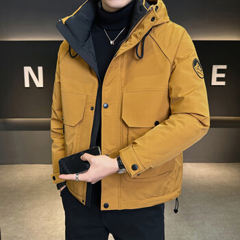 Yaya90 goose down down jacket men's winter 2025 new trendy brand style couple hooded workwear jacket yaya high orange yellow 2xl
