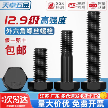 Tianzhuo hardware grade 12.9 high-strength external hexagonal screws bolts m5m6m8m10m12m14m16m18m20m22m24 m8*30 full thread - 10 pcs