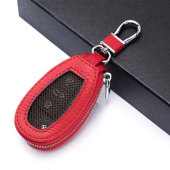 Other/other new car key bag waist hanging men's transparent window buckle simple genuine leather universal female home key bag bright red