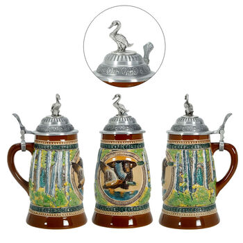 European-style german beer mug, retro creative large wine glass, draft beer ceramic mug, hand-embossed painted cup, mug, jungle flying duck