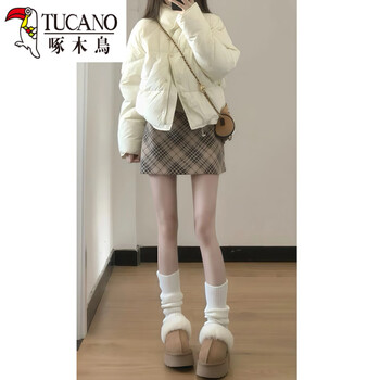 Woodpecker (tucano) cream small white down jacket women's stand collar 2026 winter new korean fashion white duck down thick jacket white m