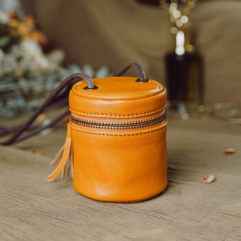 Rock cow leather key lipstick bag bracelet bag storage bag one shoulder crossbody niche cultural toy retro texture small bag for women sunset yellow