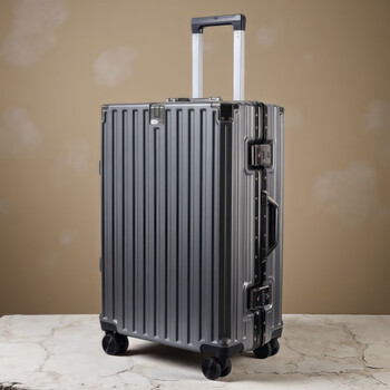 Ye yu's new german trolley case is a new type of strong and durable aluminum frame password box. overseas leather suitcase suitcase student universal wheels. dark gray rivet reinforcement + model. supreme model 24-inch box with upgraded code lock + trolley.