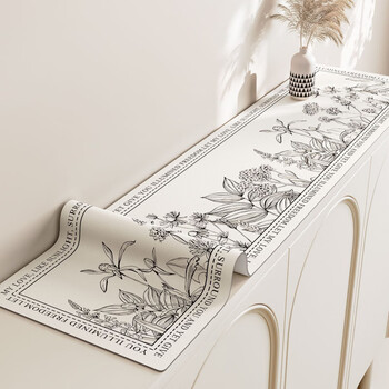 Caizhi tv cabinet tablecloth, high-end, simple style, sideboard protective mat, light luxury, waterproof, cuttable shoe counter top table *xia man flower* 40*200cm