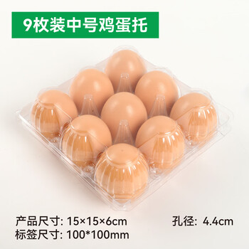 Zhong zhang gui factory direct sales wholesale disposable egg tray transparent plastic egg tray egg box packaging box storage box 9 egg tray thickened version (1000 pieces)
