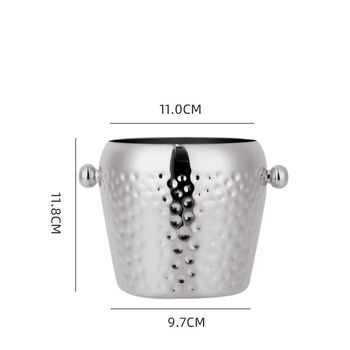 Fantasy inclined mouth ice bucket beer bucket ice cube storage bucket desktop trash can novel 1 liter hammer point ice bucket silver