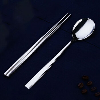 Thermos quality office worker three-piece chopsticks and spoon set portable tableware and fork with stainless steel for one person without tableware - 304 chopsticks and spoons