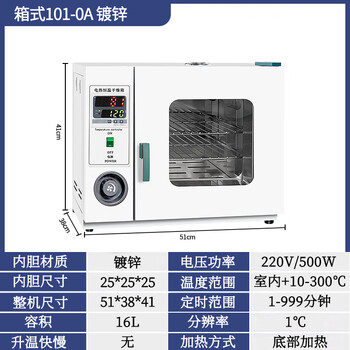 Xiangui electric constant temperature blast drying oven high temperature heating small industrial oven dryer laboratory oven 25*25*25 galvanized inner tank with blast 101-0a