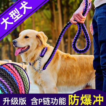 Jczs german brand large dog leash, dog walking rope, dog chain, medium-sized dog golden retriever labrador collar, black l (weight 38-65 catties)